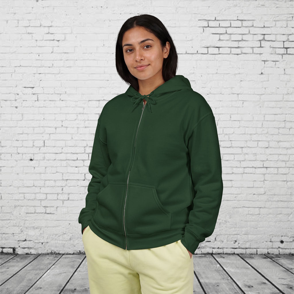 Pacific Northwest Mountain Lake Full-Zip Hoodie – PNW Evergreen Outdoor Back Graphic