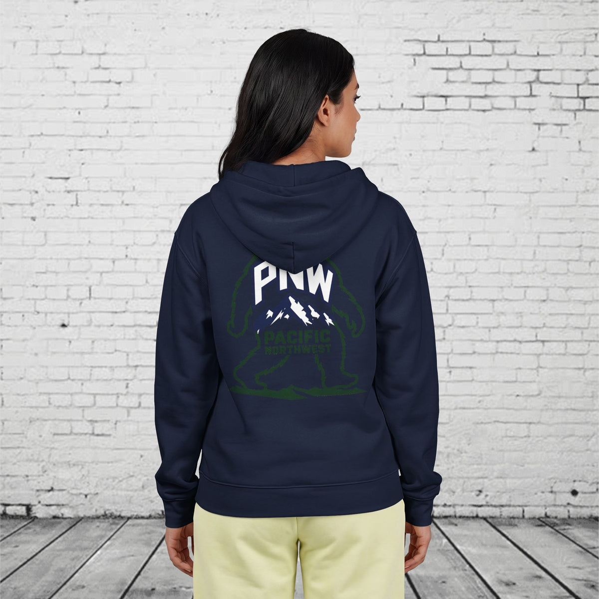 PNW Sasquatch Full Zip Hoodie – Pacific Northwest Bigfoot Mountain Graphic Sweatshirt