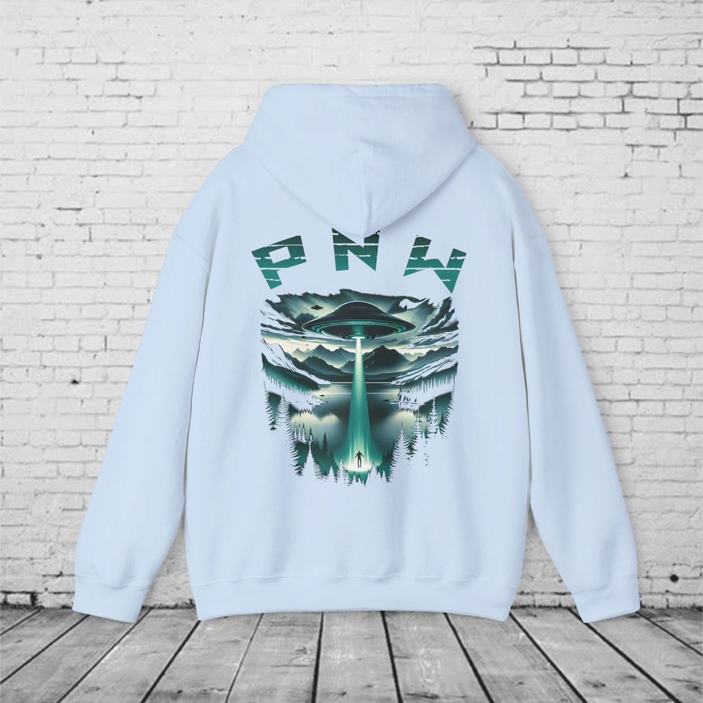 PNW Alien Abduction Hoodie – Retro UFO Pacific Northwest Sci-Fi Sweatshirt