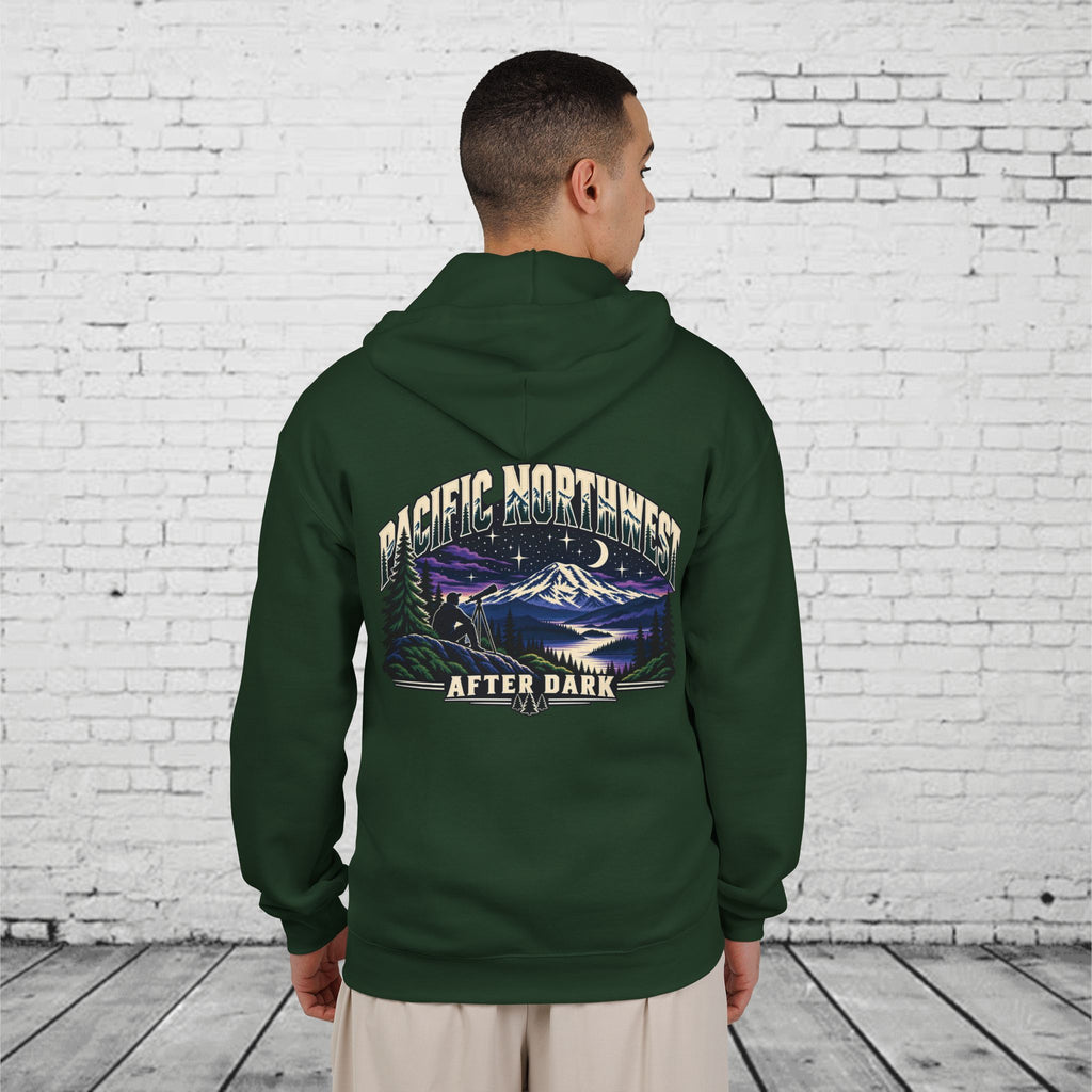Pacific Northwest After Dark Full-Zip Hoodie – PNW Stargazer Mountain Back Graphic