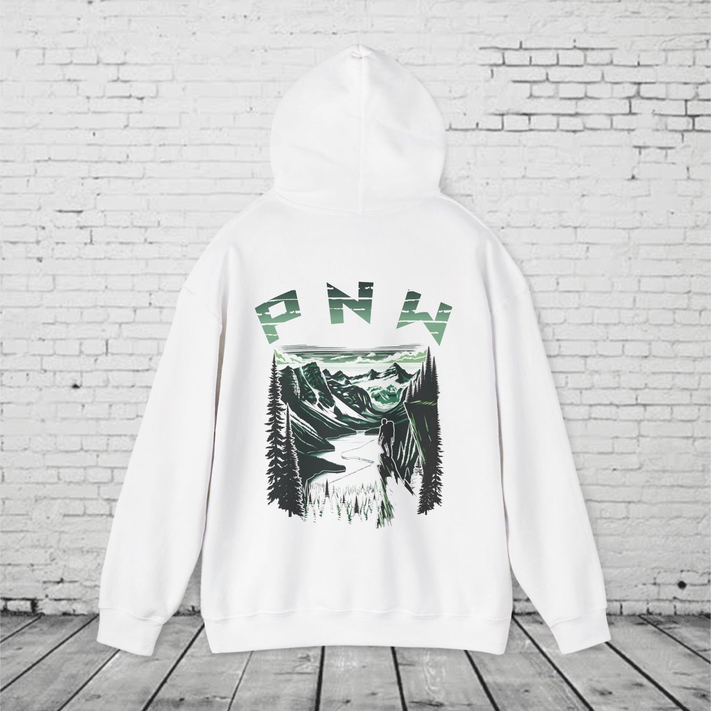 Pacific Northwest Adventure Hoodie – PNW Mountain Climber Graphic Hooded Sweatshirt
