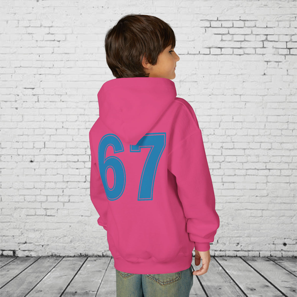 6 7 Kids Hoodie | Charlotte Hornets Blue Number Hoodie | Youth Sports Team Style Sweatshirt | Bold Blue 6 7 Hoodie for Boys & Girls