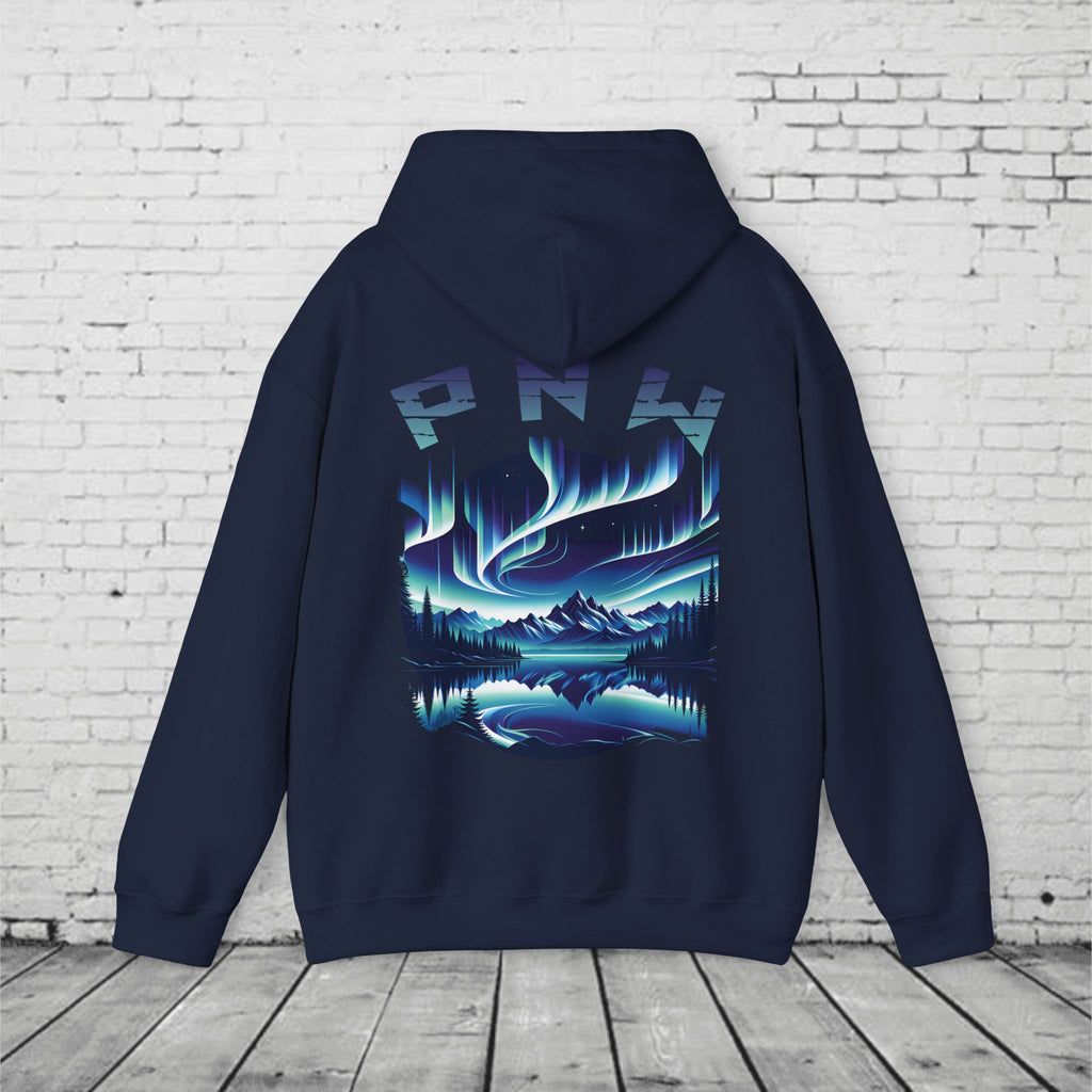 PNW Northern Lights Hoodie – Pacific Northwest Aurora Borealis Sweatshirt | Unisex Heavy Blend