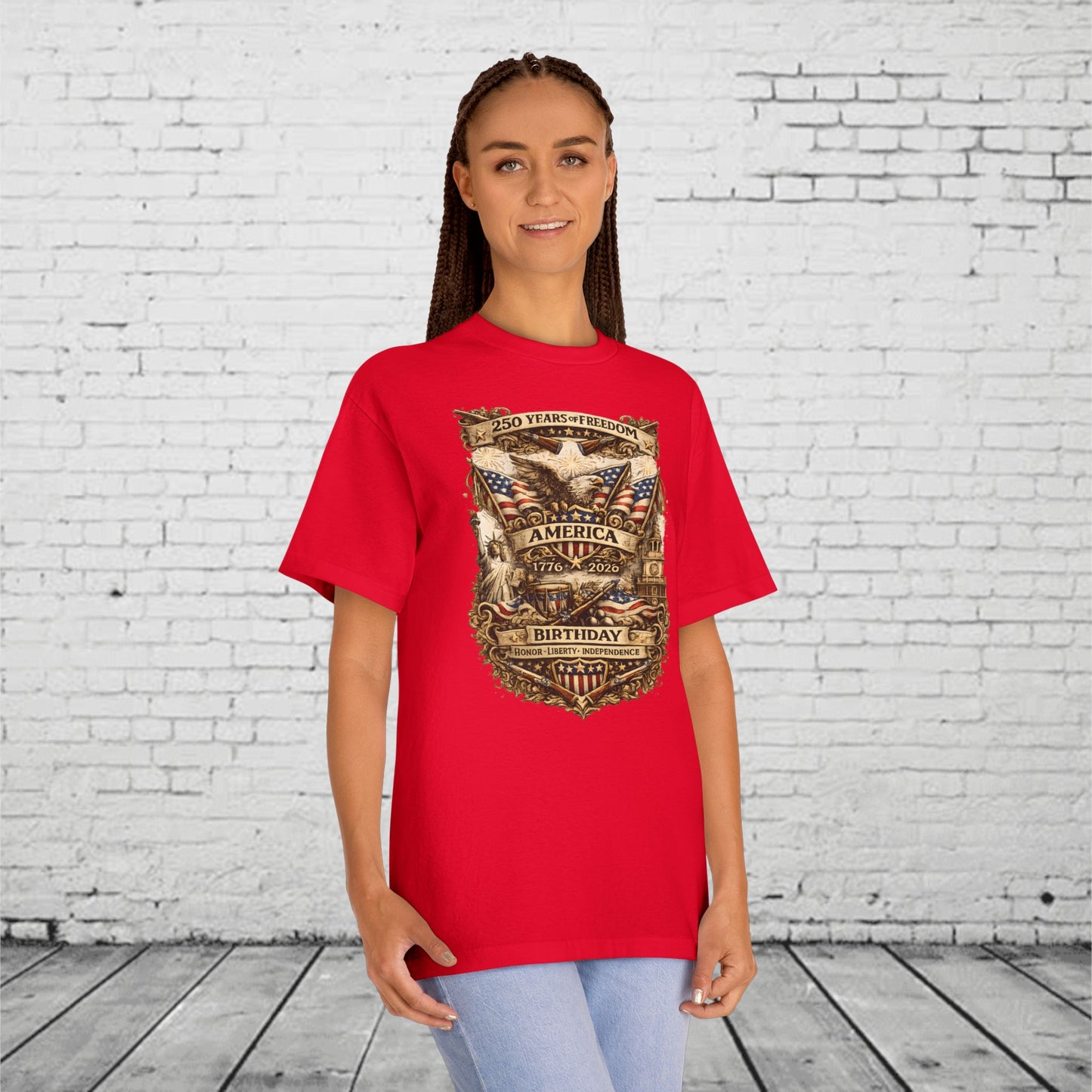 America 250 Birthday Patriotic T-Shirt | 1776–2026 Eagle, Liberty & Independence Graphic Tee | Semiquincentennial Unisex Shirt
