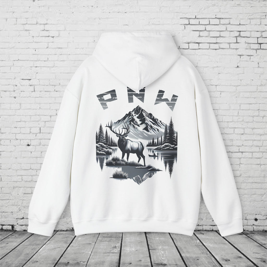 PNW Elk Hoodie – Pacific Northwest Mountain & Forest Wildlife Unisex Hooded Sweatshirt