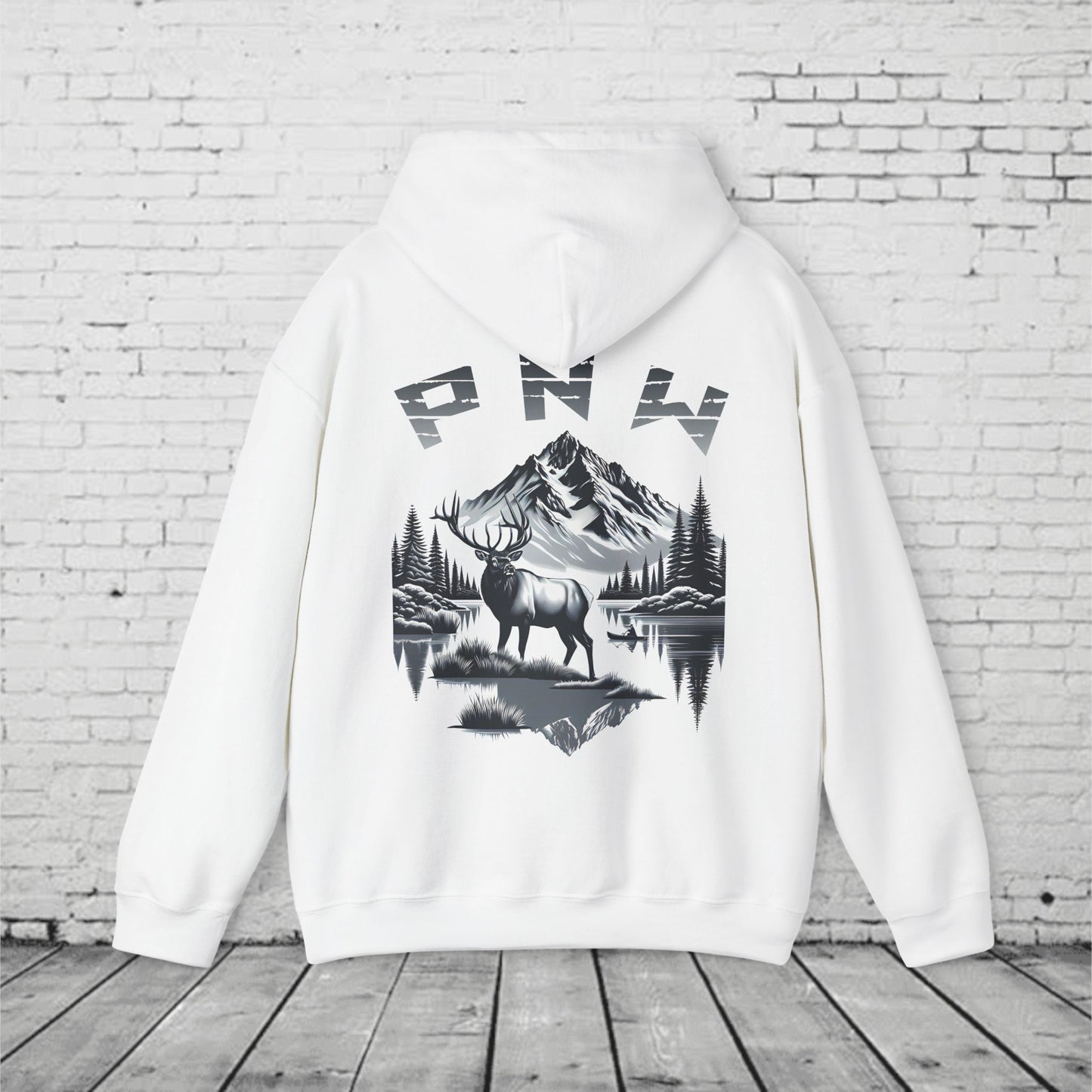 PNW Elk Hoodie – Pacific Northwest Mountain & Forest Wildlife Unisex Hooded Sweatshirt