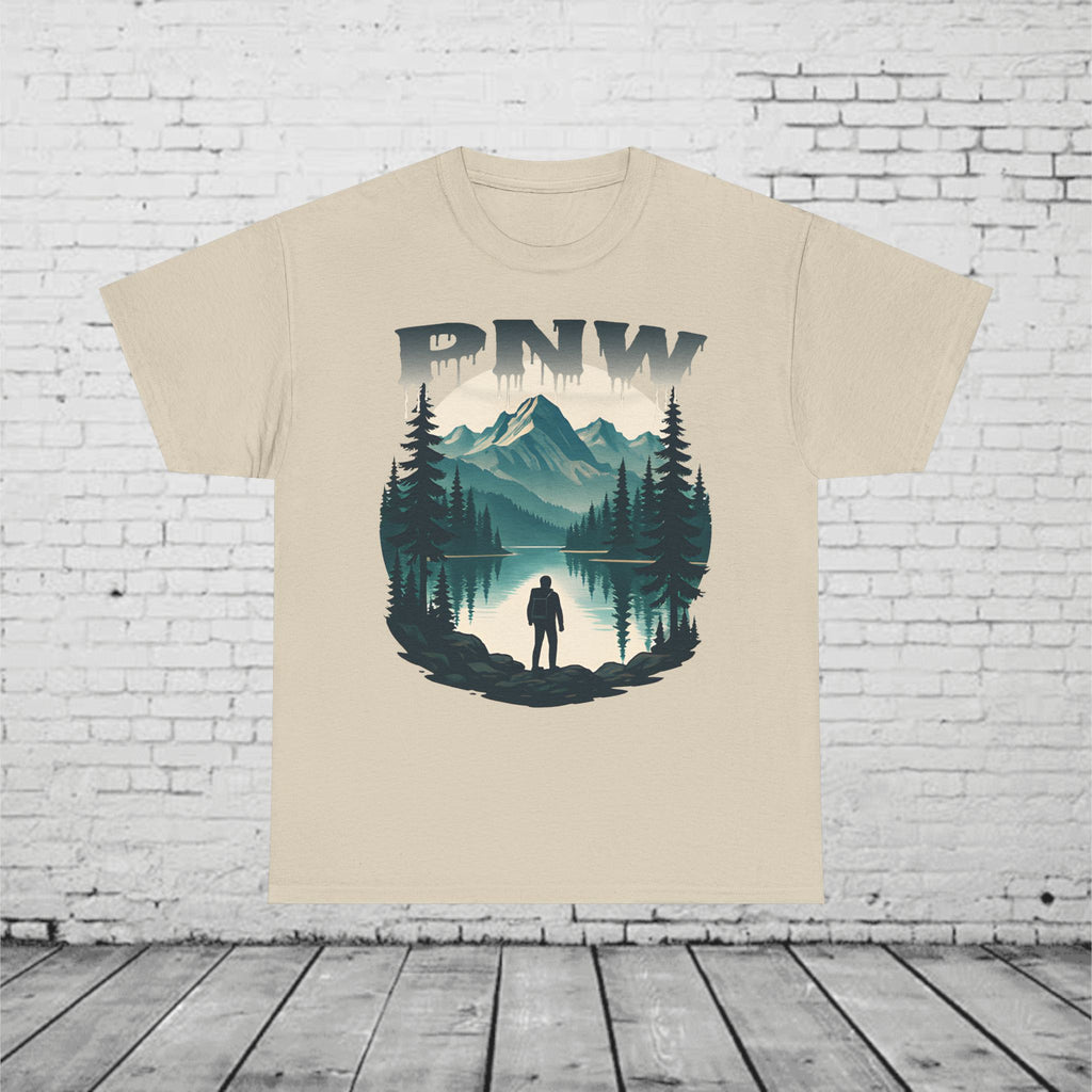 PNW Mountain Hiking Shirt, Pacific Northwest Nature Tee, Wilderness Adventure Graphic T-Shirt, Outdoors Landscape Unisex Top