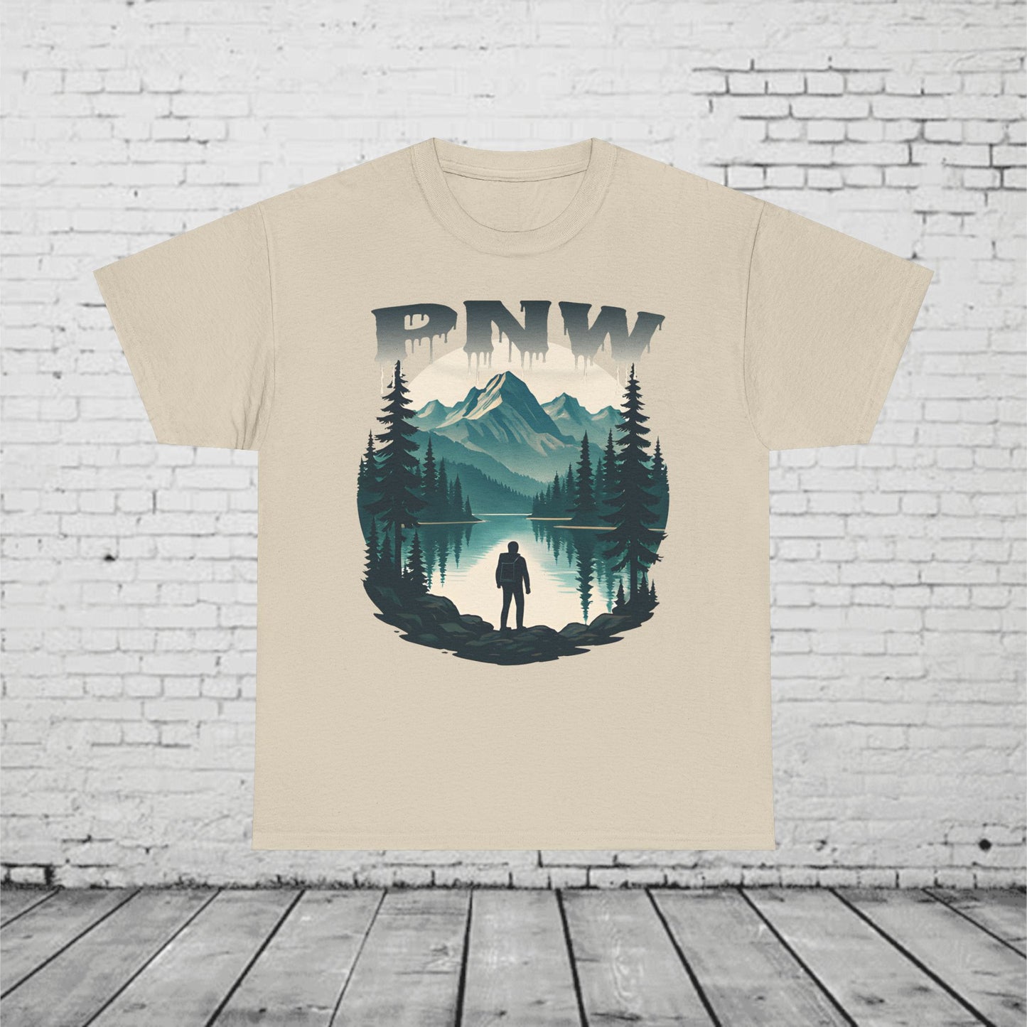 PNW Mountain Hiking Shirt, Pacific Northwest Nature Tee, Wilderness Adventure Graphic T-Shirt, Outdoors Landscape Unisex Top