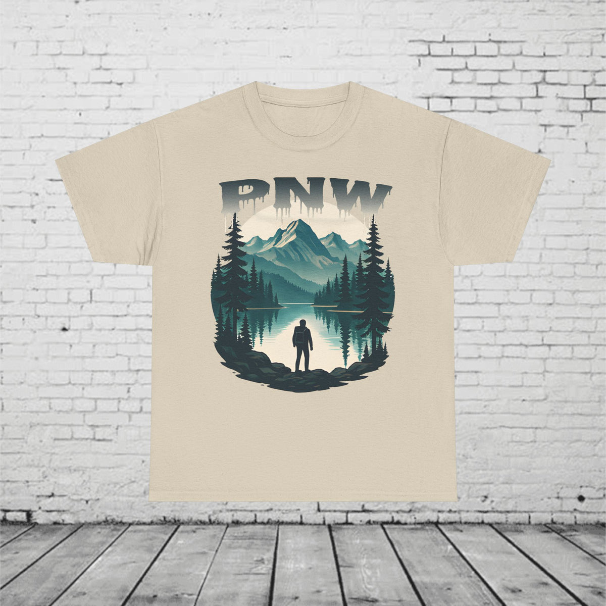 PNW Mountain Hiking Shirt, Pacific Northwest Nature Tee, Wilderness Adventure Graphic T-Shirt, Outdoors Landscape Unisex Top