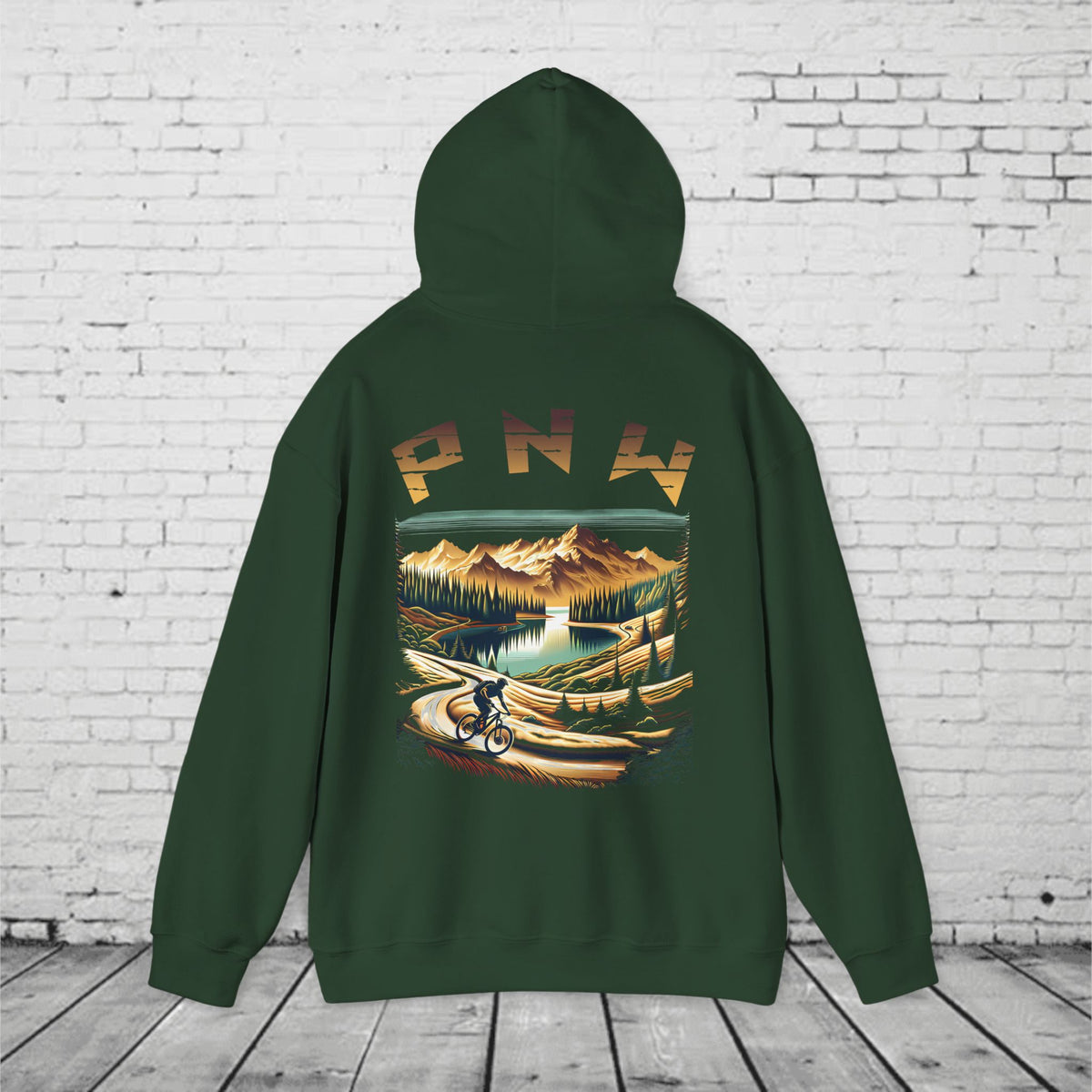 PNW Mountain Biking Hoodie – Retro Pacific Northwest MTB Adventure Sweatshirt