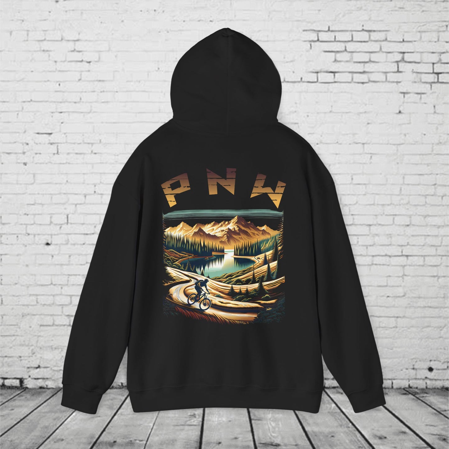 PNW Mountain Biking Hoodie – Retro Pacific Northwest MTB Adventure Sweatshirt