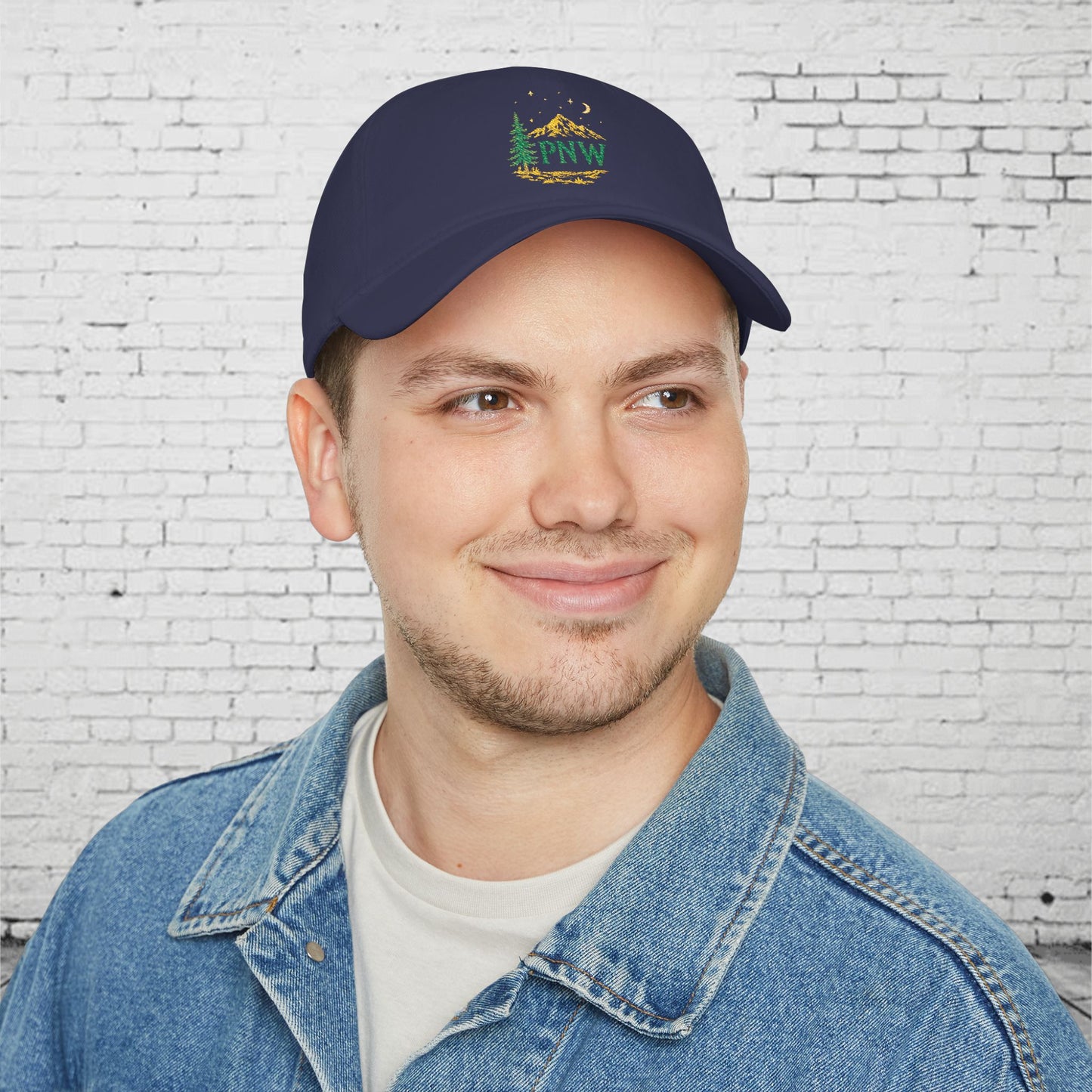 PNW Mountain & Pine Tree Baseball Cap | Pacific Northwest Outdoor Adventure Hat with Hidden Sasquatch