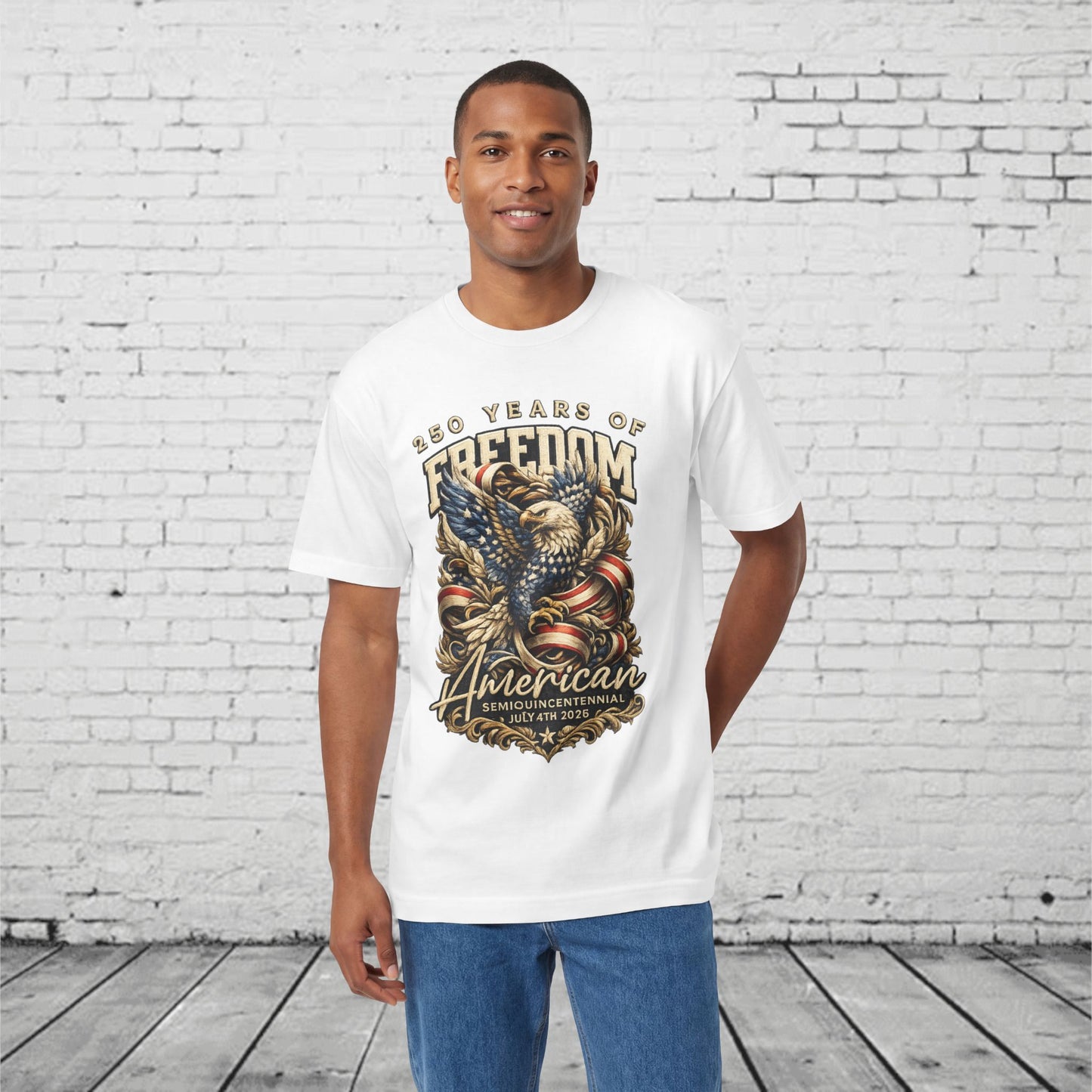 250 Years of Freedom American Eagle Tee | Patriotic July 4th 2026 Semiquincentennial Unisex T-Shirt