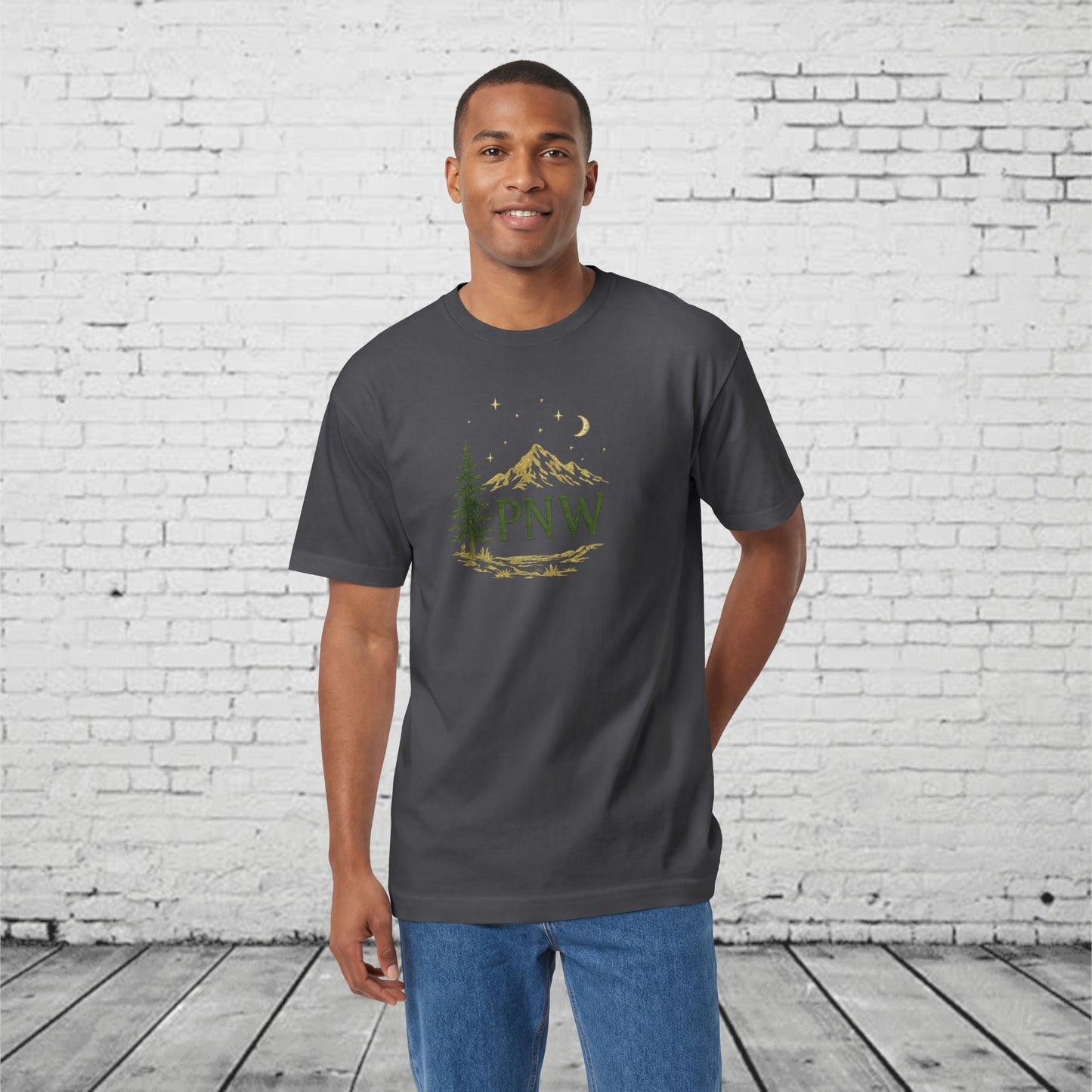 PNW Mountain & Pine Tree Tee | Pacific Northwest Sasquatch Adventure Shirt