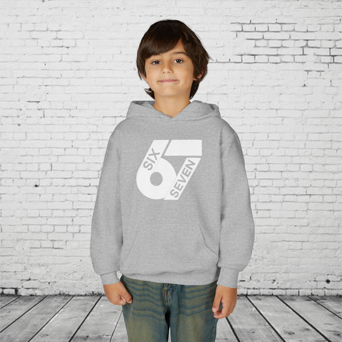 Kids 6 7 Hoodie | Modern Bold Number Graphic | SIX SEVEN Minimalist Hoodie for Boys Girls | Birthday Gift | Cool Number Shirt Style