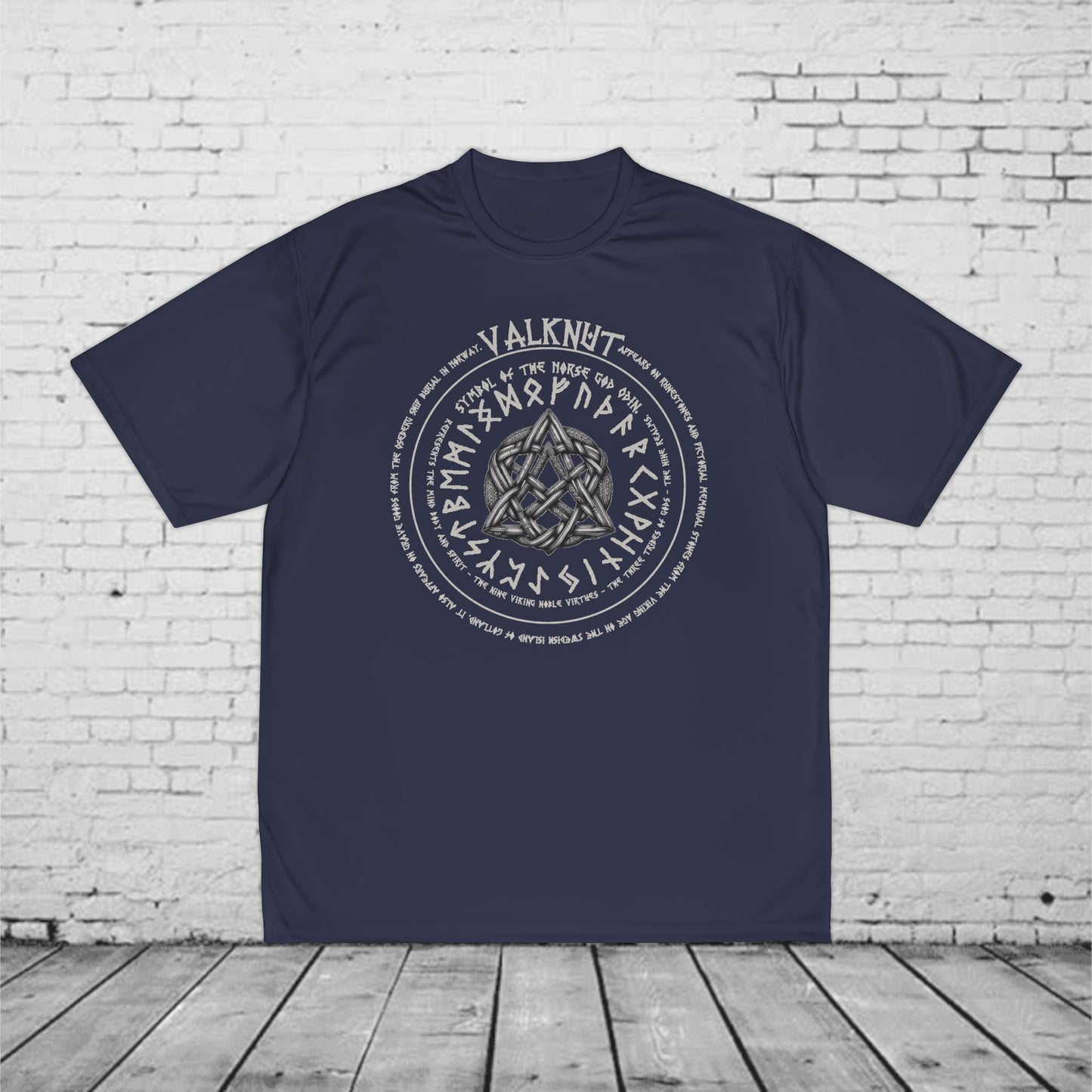 Valknut Mens Performance T-Shirt - Norse Mythology Runes- Odins Knot- Viking Symbol- Nordic Warrior Gift- Pagan Gym Tee