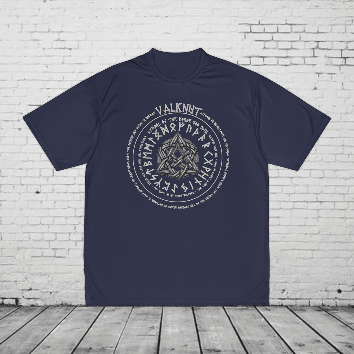 Valknut Mens Performance T-Shirt - Norse Mythology Runes- Odins Knot- Viking Symbol- Nordic Warrior Gift- Pagan Gym Tee