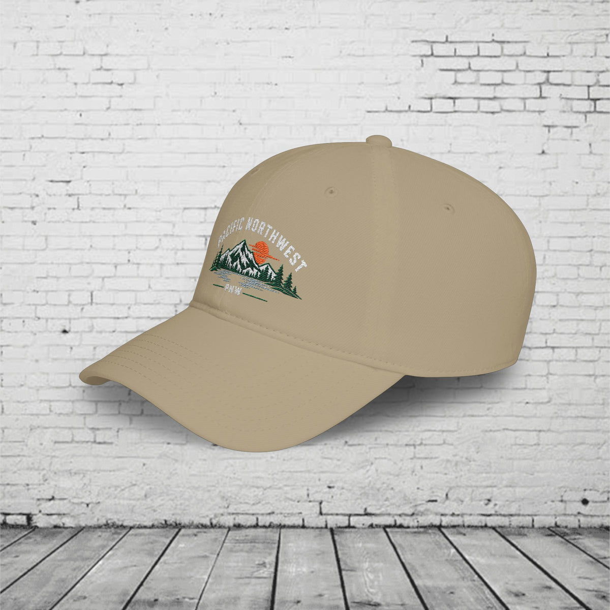 Pacific Northwest Embroidered Low Profile Cap – PNW Mountain & Evergreen Dad Hat