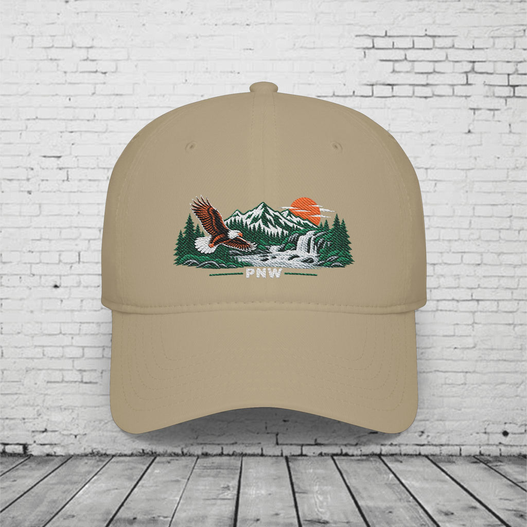 PNW Bald Eagle Embroidered Low Profile Cap – Pacific Northwest Mountain & Waterfall Hat