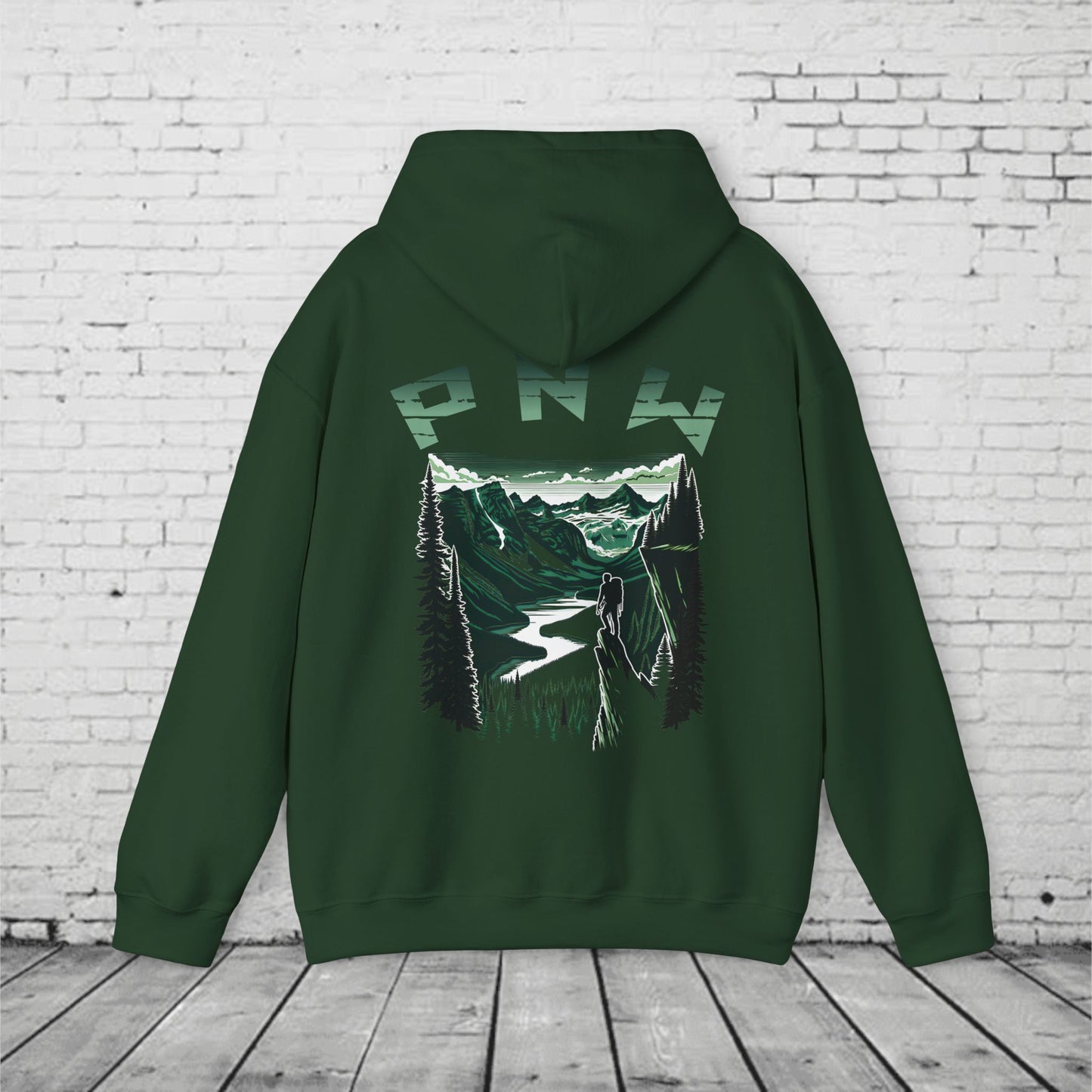 Pacific Northwest Adventure Hoodie – PNW Mountain Climber Graphic Hooded Sweatshirt