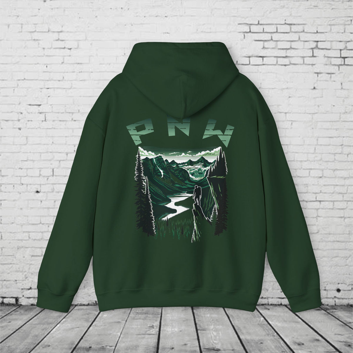 Pacific Northwest Adventure Hoodie – PNW Mountain Climber Graphic Hooded Sweatshirt