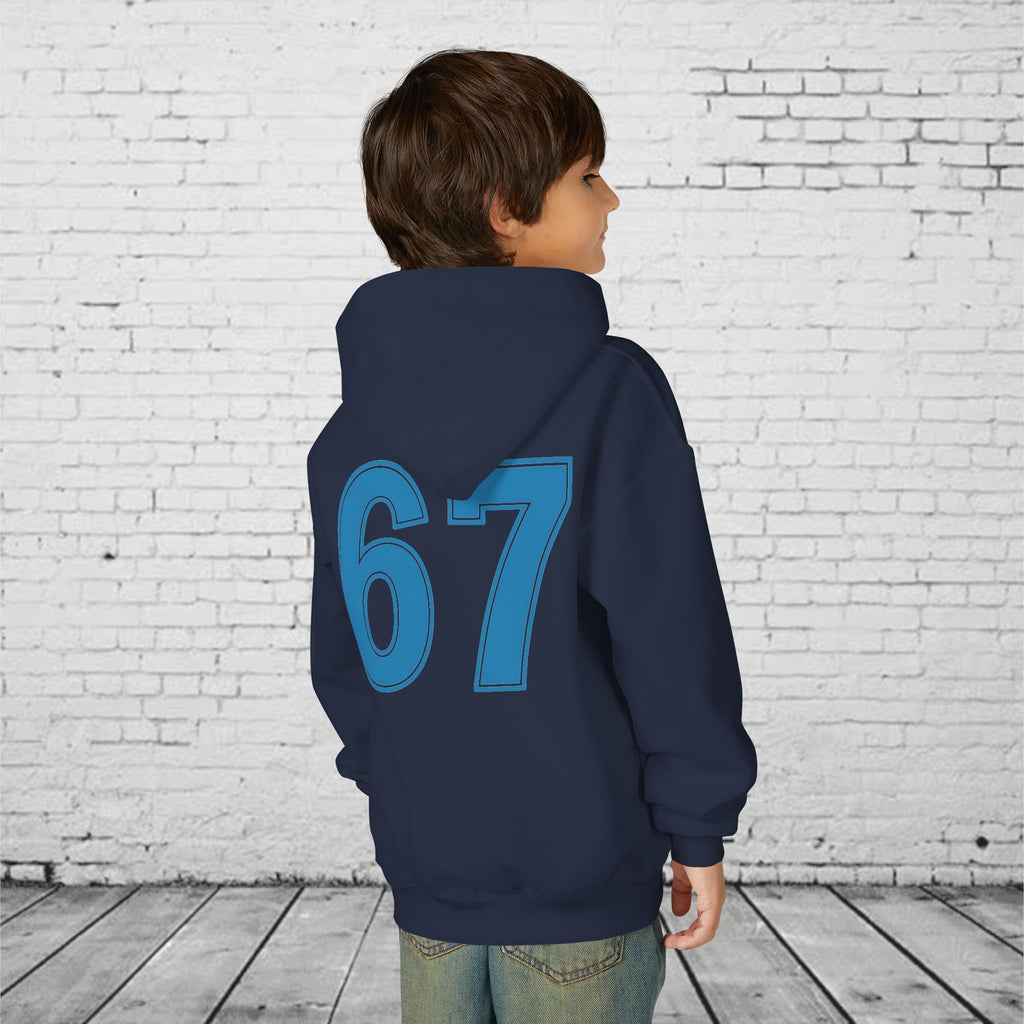 6 7 Kids Hoodie | Charlotte Hornets Blue Number Hoodie | Youth Sports Team Style Sweatshirt | Bold Blue 6 7 Hoodie for Boys & Girls