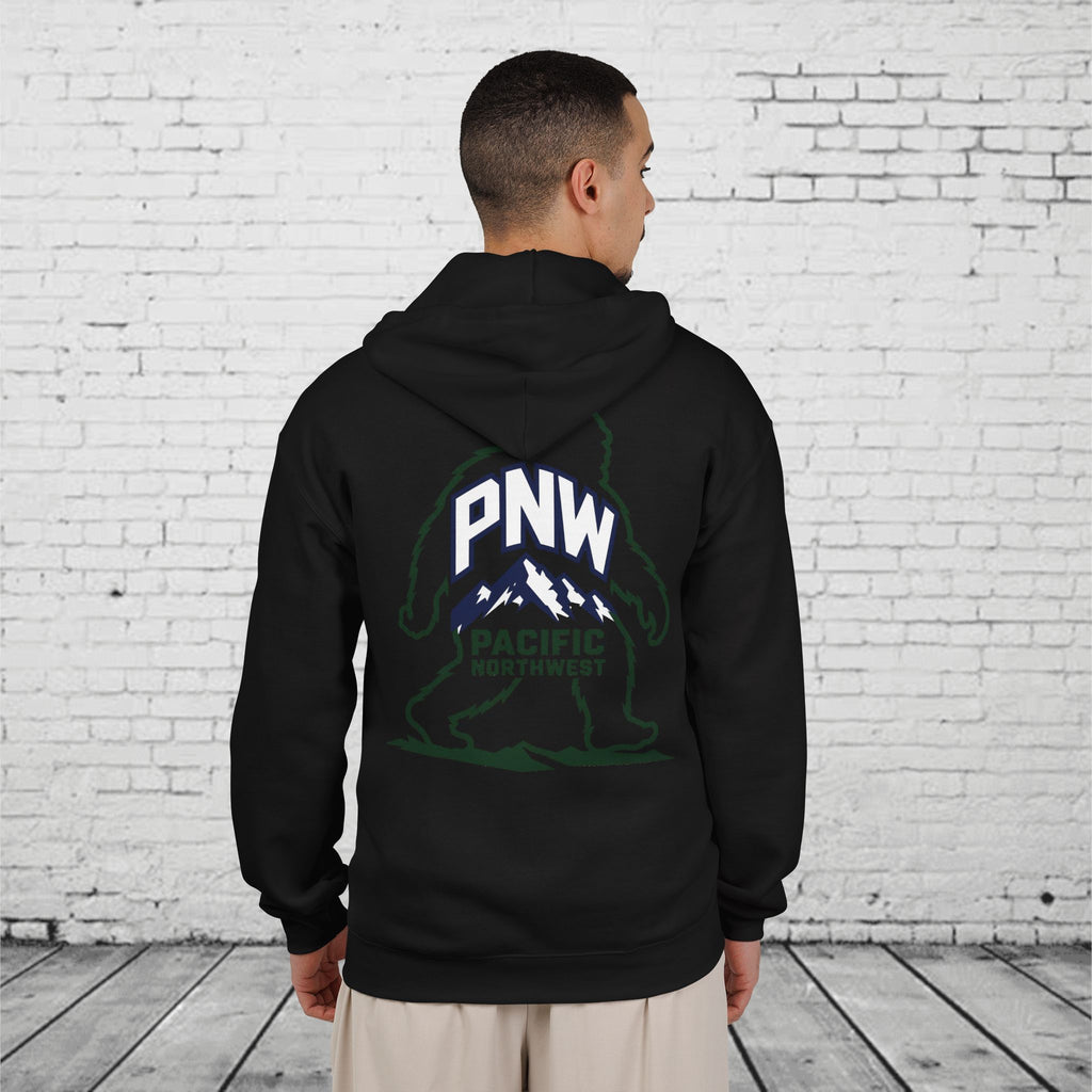 PNW Sasquatch Full Zip Hoodie – Pacific Northwest Bigfoot Mountain Graphic Sweatshirt