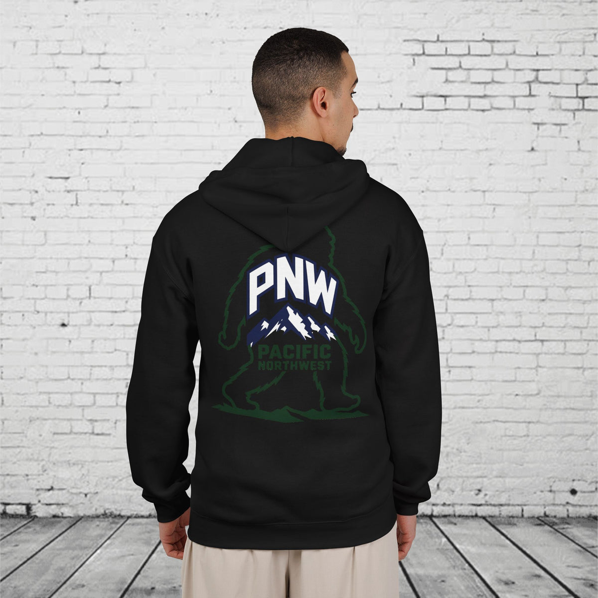 PNW Sasquatch Full Zip Hoodie – Pacific Northwest Bigfoot Mountain Graphic Sweatshirt