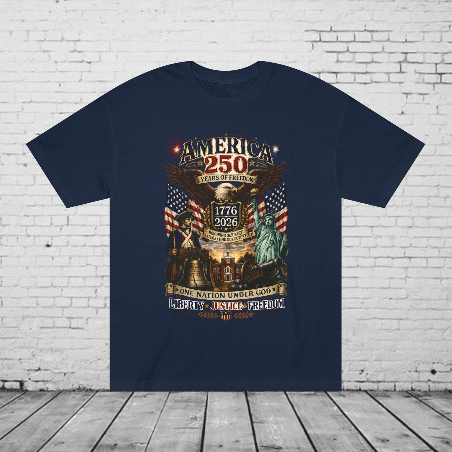 America 250 Patriotic T-Shirt | 1776–2026 Eagle, Liberty Bell & Statue of Liberty Tee | One Nation Under God Semiquincentennial Unisex Shirt