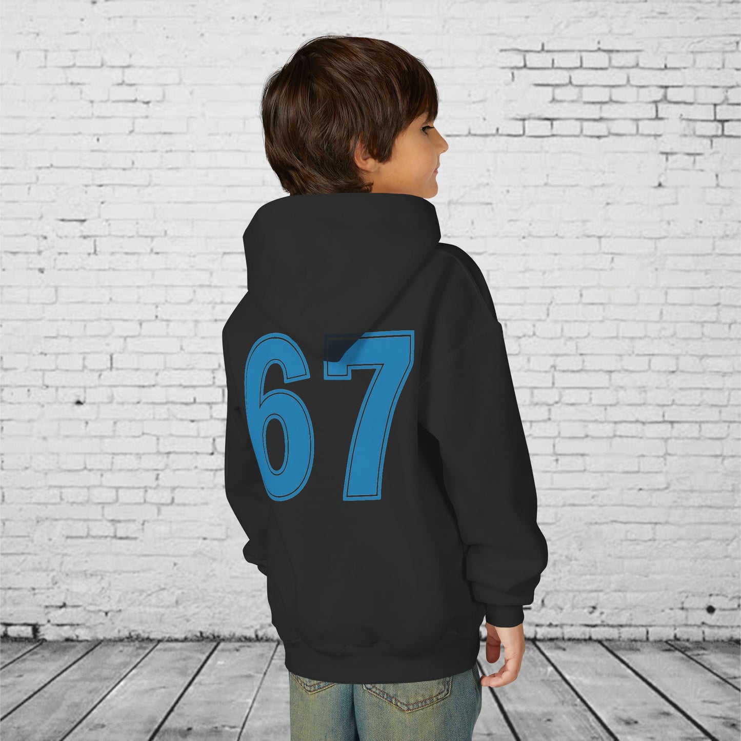 6 7 Kids Hoodie | Charlotte Hornets Blue Number Hoodie | Youth Sports Team Style Sweatshirt | Bold Blue 6 7 Hoodie for Boys & Girls
