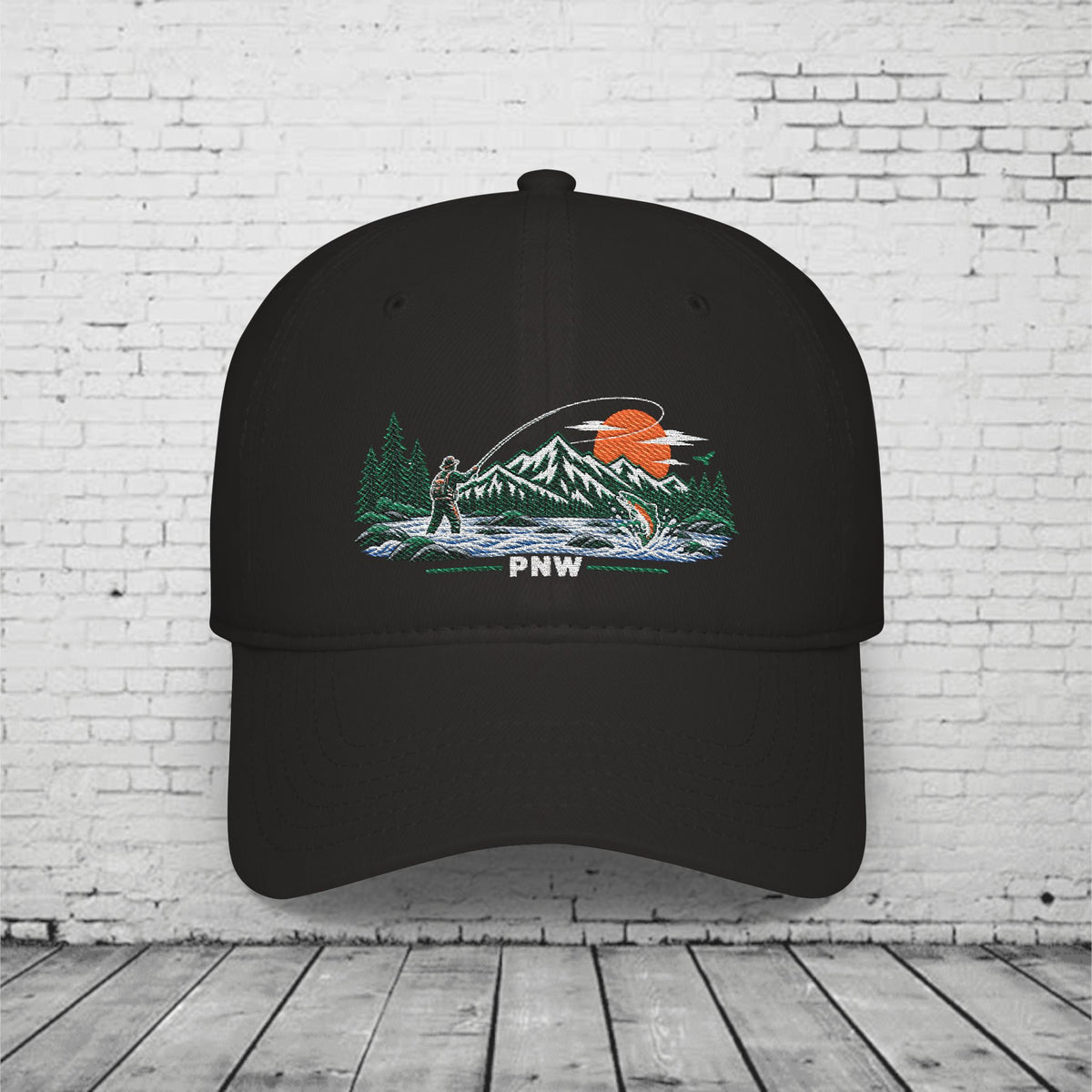 PNW Fly Fishing Embroidered Low Profile Cap – Pacific Northwest Trout & Mountain Hat