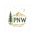 PNW Forest Mountain Outdoor Transparent Sticker | Pacific Northwest Evergreen Decal | Waterproof Weatherproof Vinyl Sticker | Truck Laptop Water Bottle
