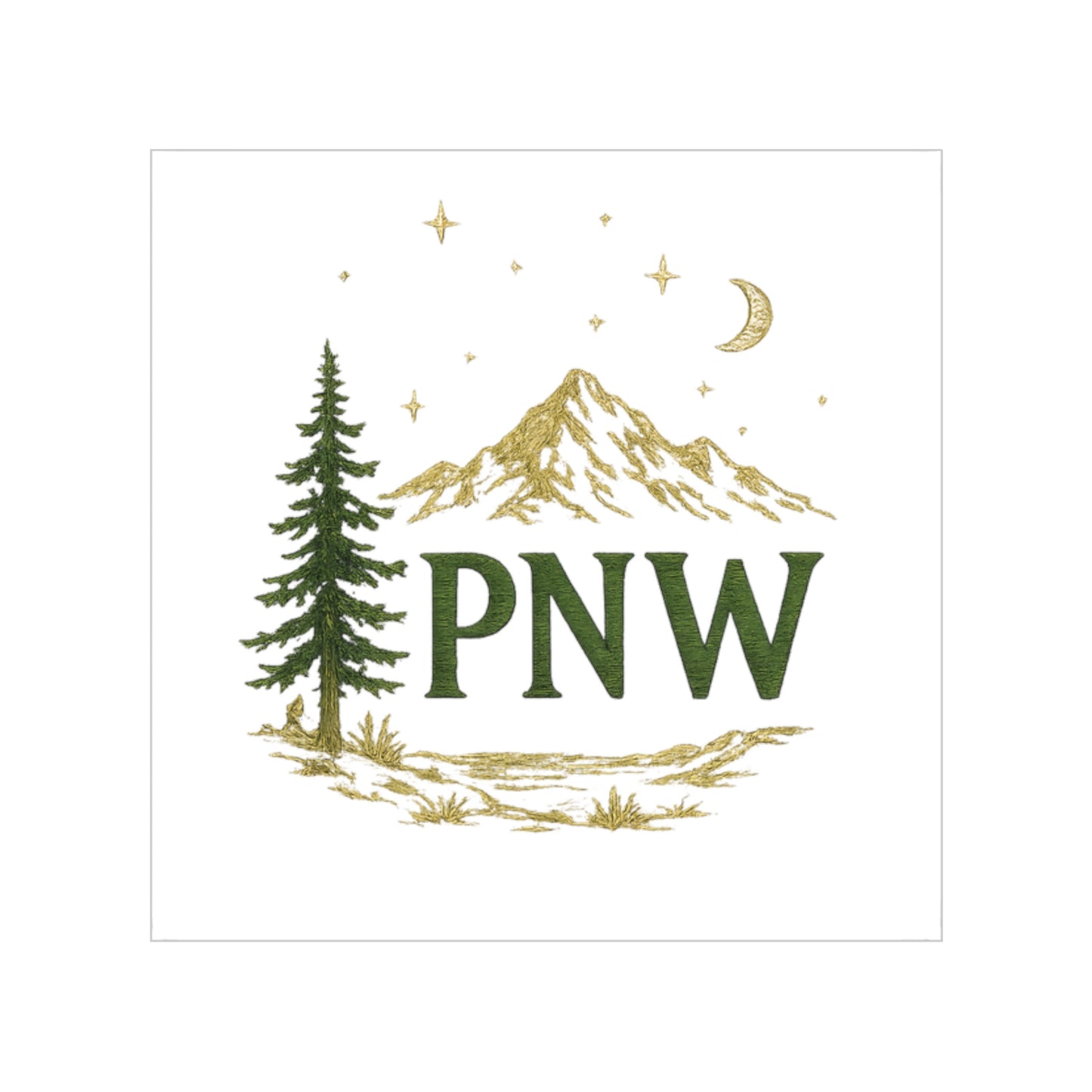 PNW Forest Mountain Outdoor Transparent Sticker | Pacific Northwest Evergreen Decal | Waterproof Weatherproof Vinyl Sticker | Truck Laptop Water Bottle
