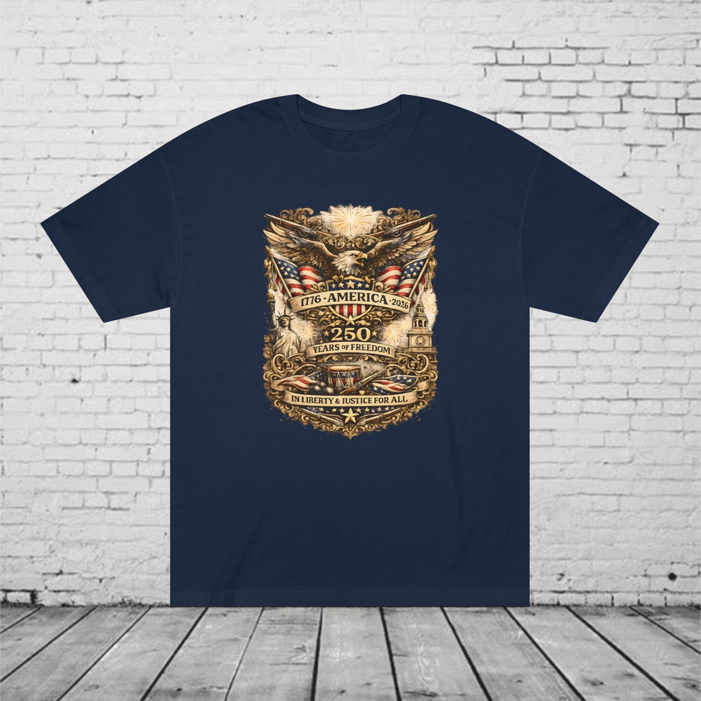 America 250 Years of Freedom Patriotic T-Shirt | 1776–2026 Eagle, Liberty & Justice Graphic Tee | Semiquincentennial Unisex Shirt