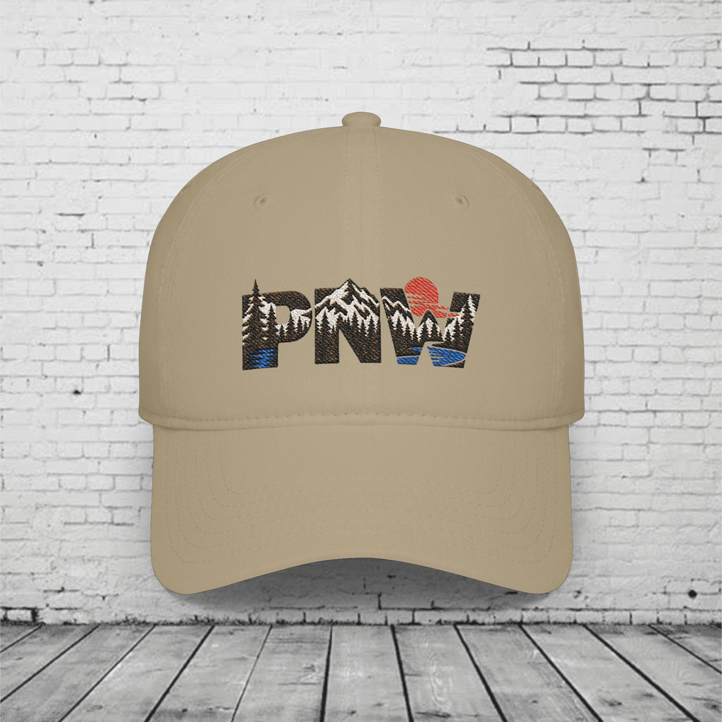 PNW Landscape Embroidered Low Profile Cap – Pacific Northwest Mountain Forest Dad Hat
