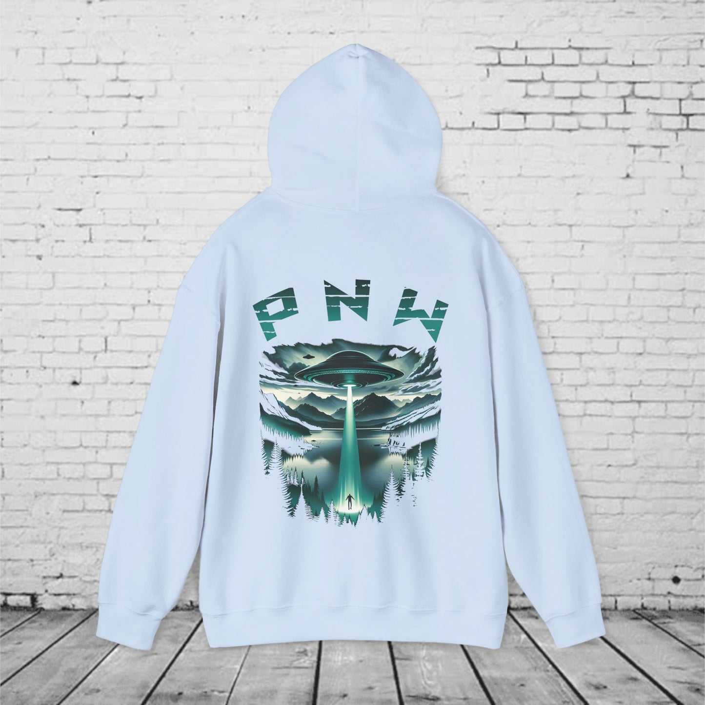 PNW Alien Abduction Hoodie – Retro UFO Pacific Northwest Sci-Fi Sweatshirt