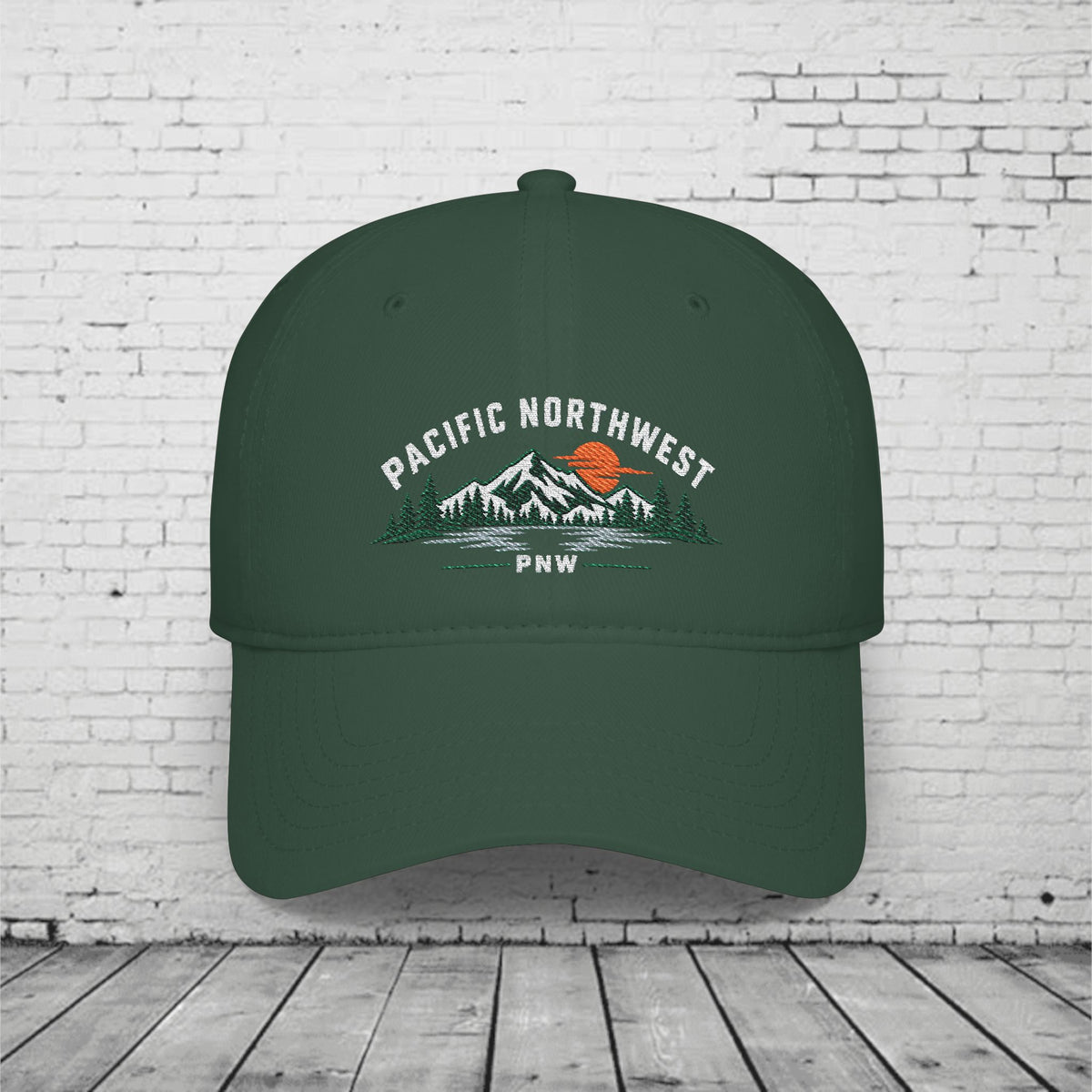 Pacific Northwest Embroidered Low Profile Cap – PNW Mountain & Evergreen Dad Hat