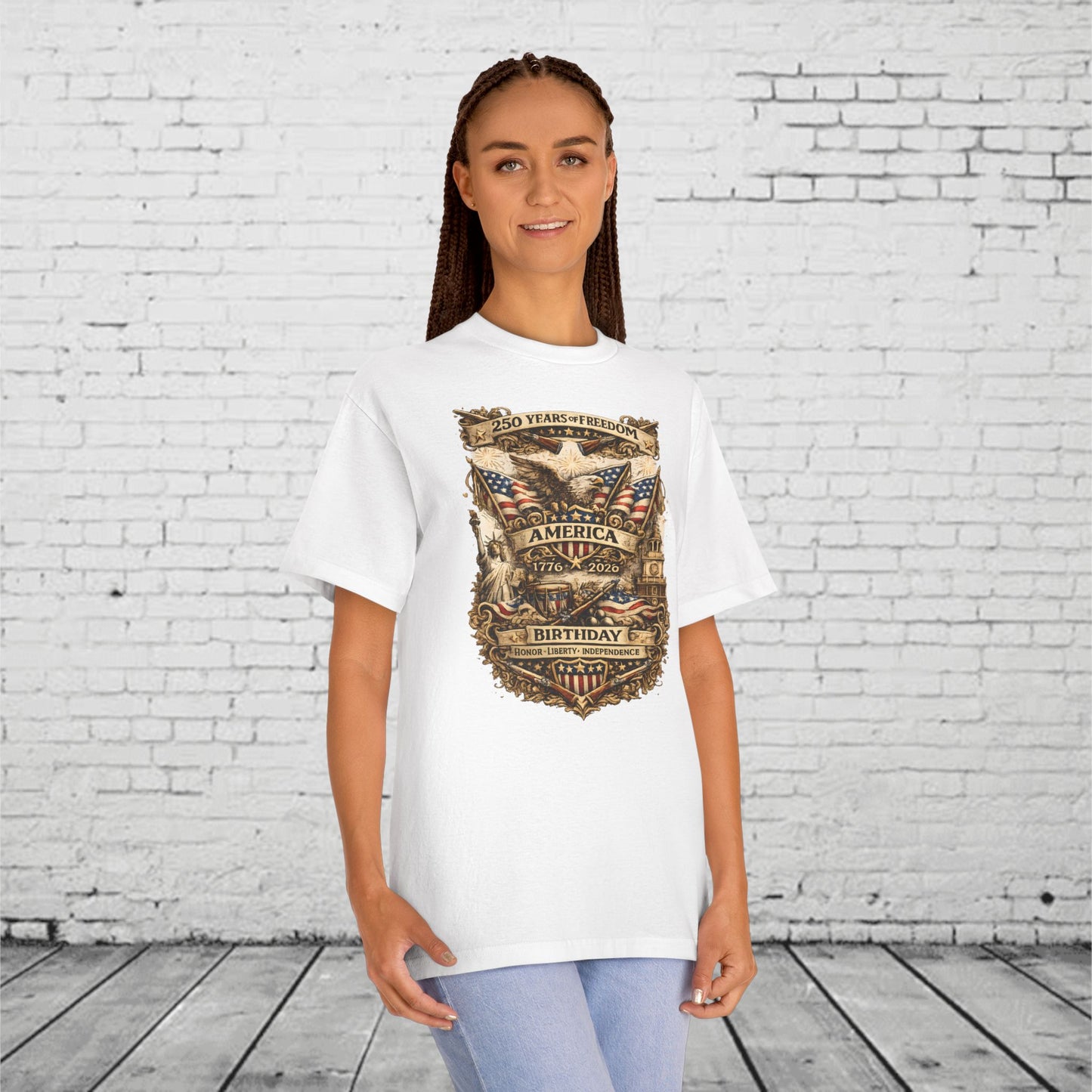 America 250 Birthday Patriotic T-Shirt | 1776–2026 Eagle, Liberty & Independence Graphic Tee | Semiquincentennial Unisex Shirt