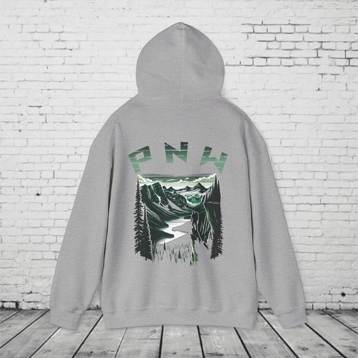 Pacific Northwest Adventure Hoodie – PNW Mountain Climber Graphic Hooded Sweatshirt