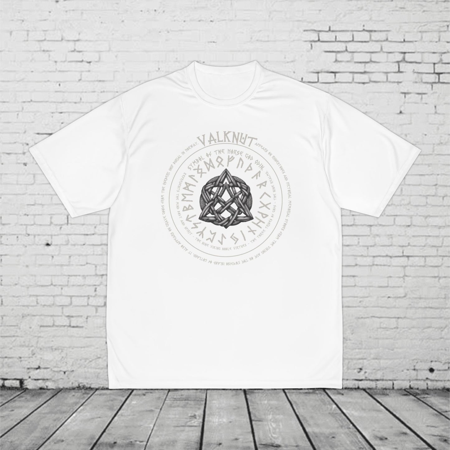 Valknut Mens Performance T-Shirt - Norse Mythology Runes- Odins Knot- Viking Symbol- Nordic Warrior Gift- Pagan Gym Tee