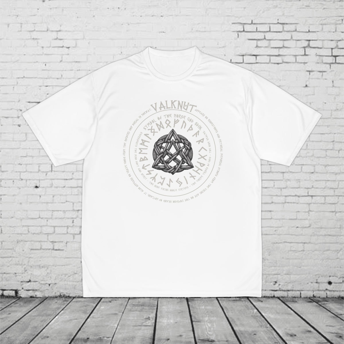 Valknut Mens Performance T-Shirt - Norse Mythology Runes- Odins Knot- Viking Symbol- Nordic Warrior Gift- Pagan Gym Tee