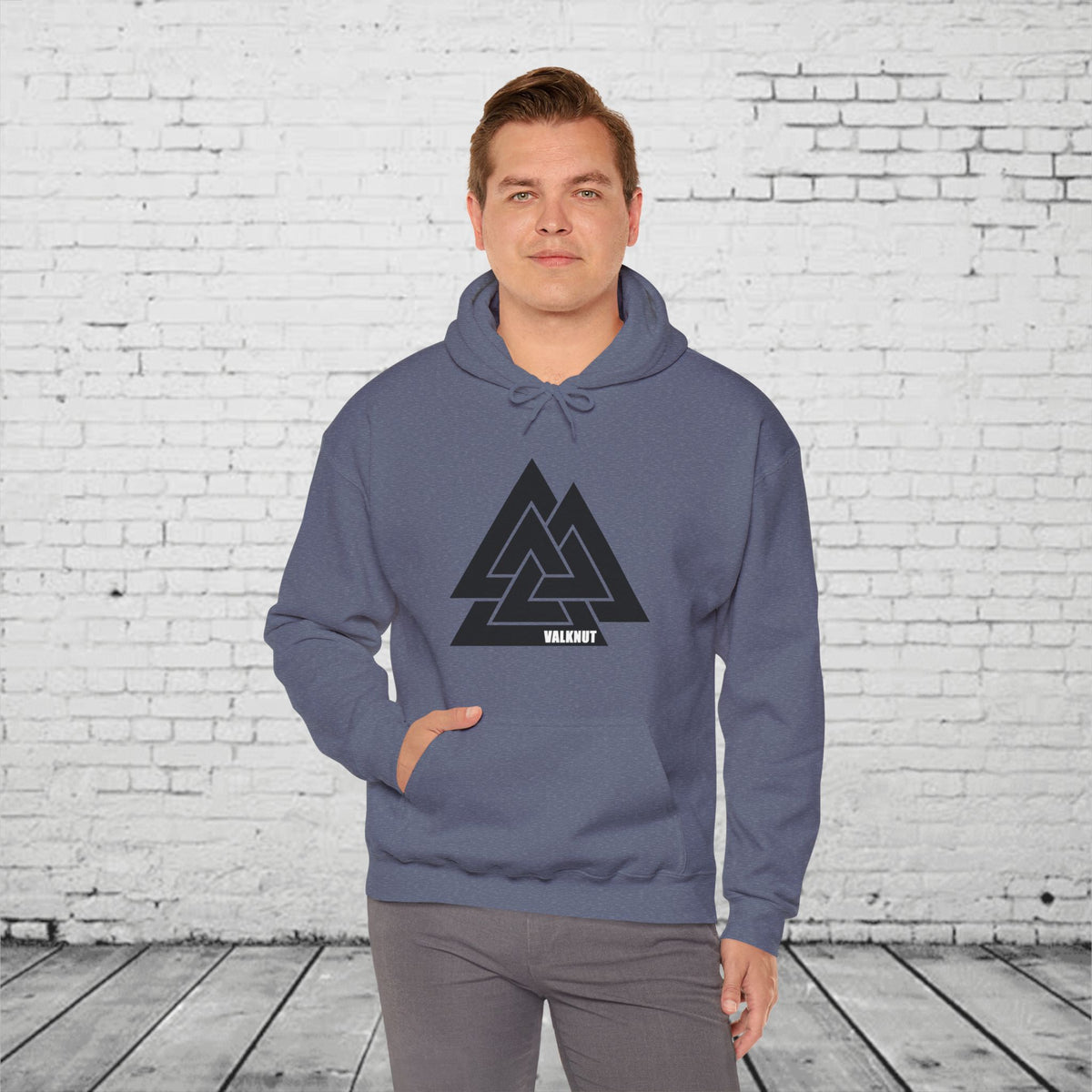 Valknut Symbol Hoodie | Norse Mythology Ancient Knot Design | Viking Rune Graphic Sweatshirt