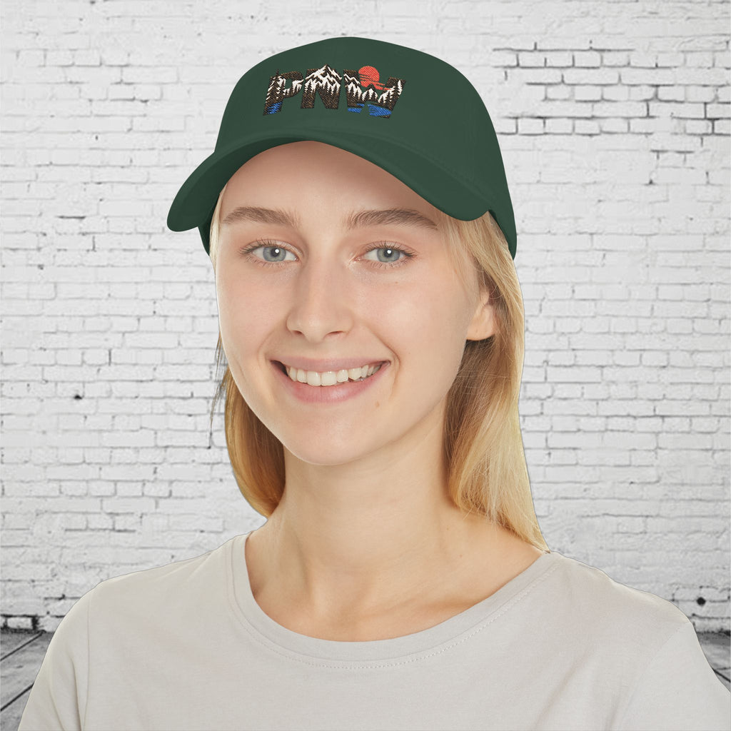 PNW Landscape Embroidered Low Profile Cap – Pacific Northwest Mountain Forest Dad Hat
