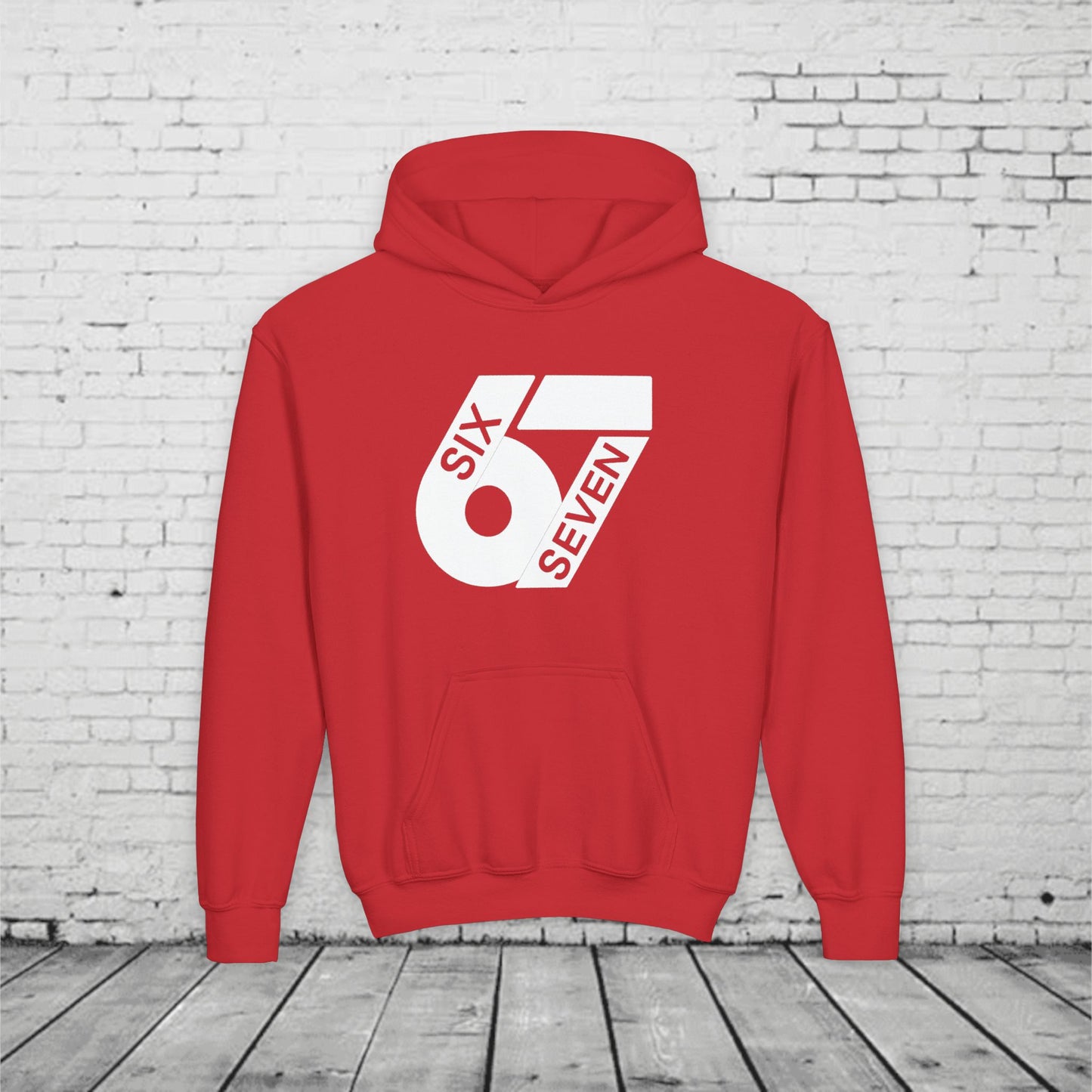 Kids 6 7 Hoodie | Modern Bold Number Graphic | SIX SEVEN Minimalist Hoodie for Boys Girls | Birthday Gift | Cool Number Shirt Style