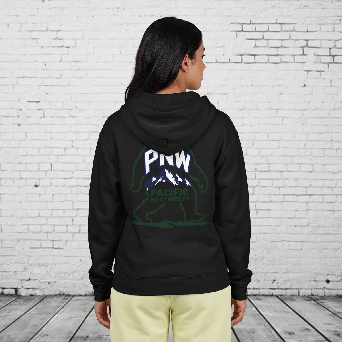 PNW Sasquatch Full Zip Hoodie – Pacific Northwest Bigfoot Mountain Graphic Sweatshirt