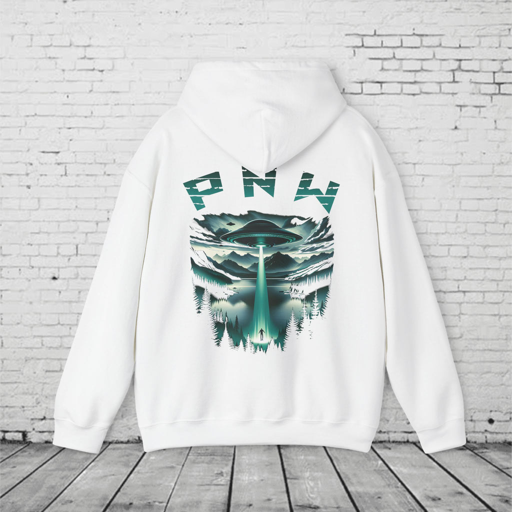 PNW Alien Abduction Hoodie – Retro UFO Pacific Northwest Sci-Fi Sweatshirt