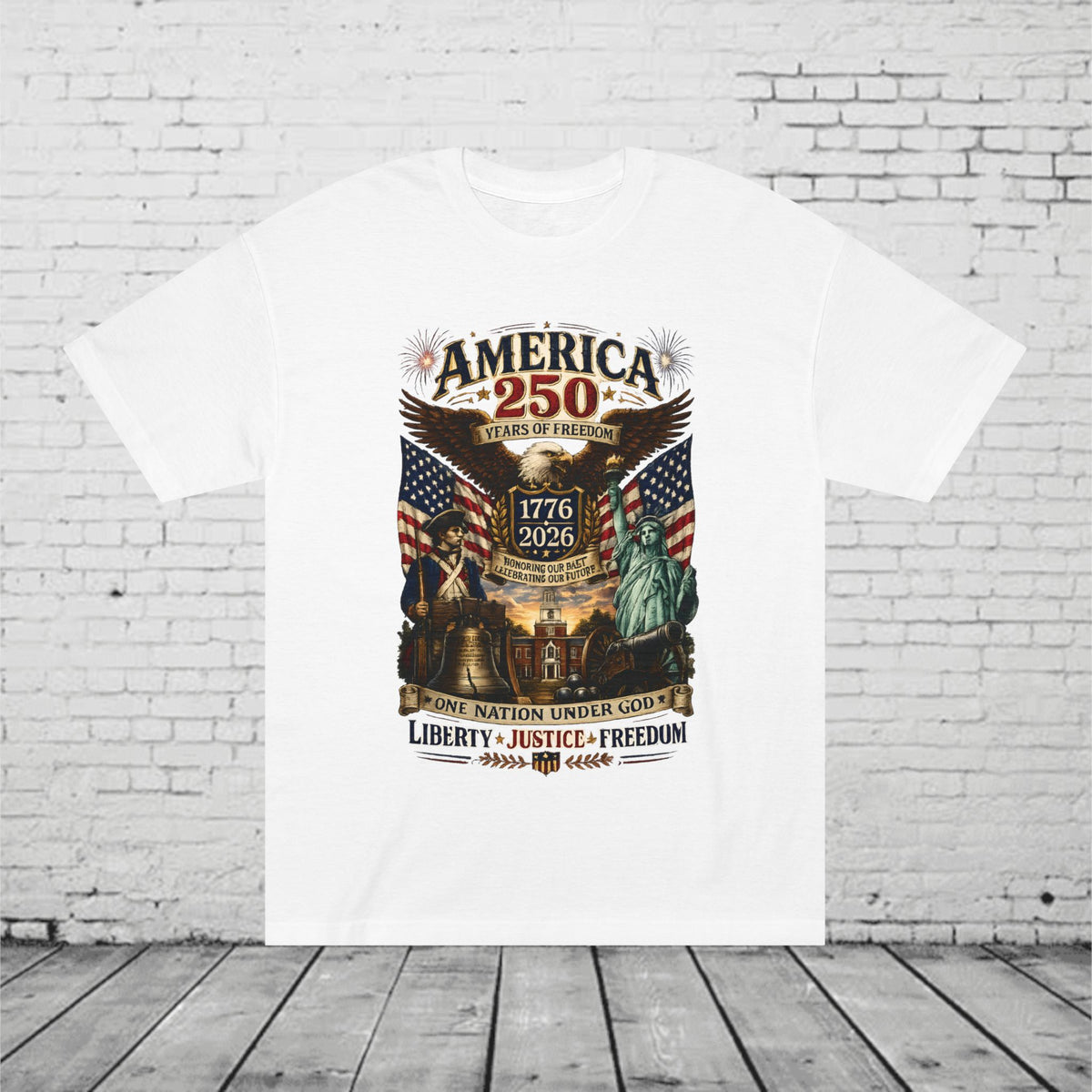 America 250 Patriotic T-Shirt | 1776–2026 Eagle, Liberty Bell & Statue of Liberty Tee | One Nation Under God Semiquincentennial Unisex Shirt