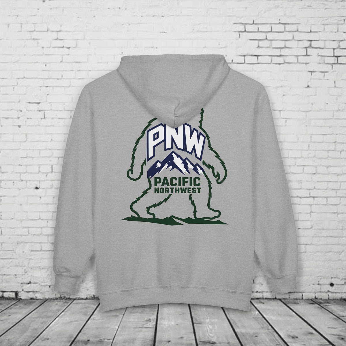 PNW Sasquatch Full Zip Hoodie – Pacific Northwest Bigfoot Mountain Graphic Sweatshirt