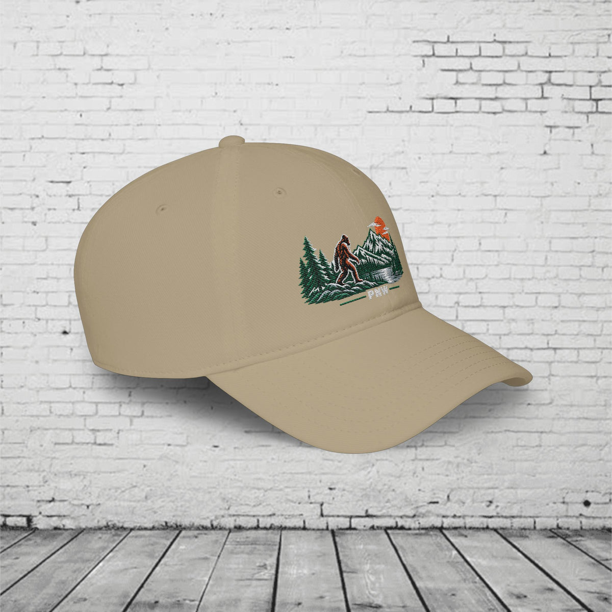 PNW Sasquatch Embroidered Low Profile Cap – Pacific Northwest Bigfoot Mountain Hat