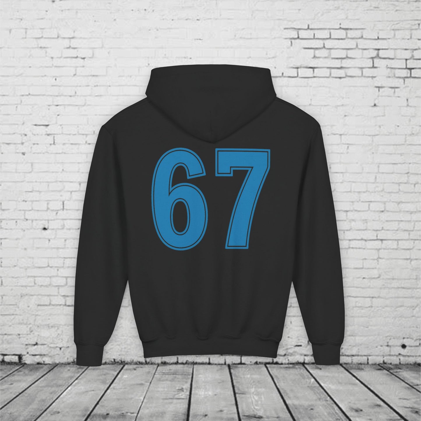 6 7 Kids Hoodie | Charlotte Hornets Blue Number Hoodie | Youth Sports Team Style Sweatshirt | Bold Blue 6 7 Hoodie for Boys & Girls